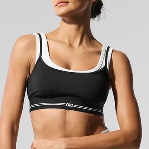 ALO Yoga Airbrush Better Together Black White Sports Bra